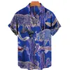 Camisa de Moda Europea y Americana Transfronteriza para Hombre Estilo Nuevo Estampado Digital 3D Hawaiana Casual de Manga Corta Cárdigan Superior