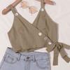 Disponible en la estación europea AliExpress ebay Comercio exterior Nuevo chaleco sin tirantes con cuello en V y botones para primavera y verano para mujer