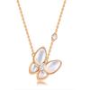 Collar de Lujo Accesible Badu para Mujer Cadena para Clavícula Chapada en Oro de 18K Colgante Mariposa de Nácar Blanco Collar de Regalo de Cumpleaños