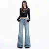 Naranja joven # Diseño de cintura trasera ajustable, jeans ligeramente acampanados para mujer, corte holgado, adelgazante, estiloso, moderno y versátil, pantalones de longitud hasta el suelo