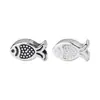 Cuentas espaciadoras de plata pura s925 de doble cara con forma de pez, cuentas de plata con forma de pez koi, materiales para accesorios de joyería de plata para ensartar y hacer manualidades