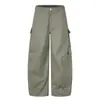 Pantalones de trabajo estilo americano multibolsillos para hombre, vibra de alta costura, marca de moda, diseño único, corte holgado, pierna ancha, pantalones largos
