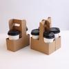 Papel de Embalaje Marrón Engrosado Bolsita Desechable Portavasos Té de Leche Café Flor Llevado a Domicilio Empaque Taza Individual Doble Cuatro Tazas Se Puede Personalizar