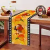 Temu Jit Caminho de Mesa Transfronteiriço Outono Ação de Graças Decoração Atmosfera do Festival da Colheita Americano Folha de Bordo Abóbora Longo Linho