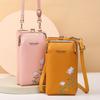 Fornecimento de fábrica 2024 nova bolsa de celular feminina moda coreana padrão lichia cor sólida bordada transversal bolsa de ombro
