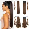Peruca rabo de cavalo médio-longo europeia e americana atacado pronta entrega cabelo liso longo cabelo cacheado rabo de cavalo com adesivo mágico peruca de fibra química rabo de cavalo trança