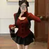 Suéter decorativo de lazo nuevo estilo coreano para otoño e invierno, ajuste slim, adelgazante, suéter interior, manga larga, camiseta básica top