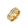 Anillo de acero inoxidable 304 con circonita de alta gama y lujo ligero para mujer, anillo de pareja 18K que no se decolora, anillo de diamante, joyería de mano