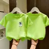 Ropa Infantil Camiseta de Manga Corta para Niños Verano Nueva Camiseta Estampada para Niños Mayores Delgada Transpirable Holgada Cuello Redondo