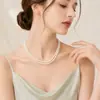 Colar de Pérolas Dupla Camada Simples Transfronteiriço Europeu e Americano Feminino High-End Corrente de Clavícula Nicho Francês Gargantilha Atacado