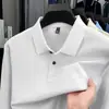 Camisa polo hexagonal de piqué de algodón 100% mercerizado de manga larga para hombre, camiseta básica de otoño e invierno, camiseta de cuello con botones de algodón puro