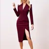 Estilo de Moda Nuevo para Mujer en el Comercio Exterior Europeo y Americano 2026, Elegante Mono Largo de Traje de Color Sólido de Botonadura Única Delgado