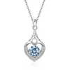 Collar Cruzado Europeo y Americano de Plata de Ley S925 con Colgante de Corazón Hueco Microincrustado Amazon Doce Piedras de Nacimiento Simple Versátil