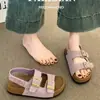Sandalias de playa con suela de plataforma para uso exterior en verano, nuevas sandalias para mujer 2026 con suelas gruesas, doble hebilla, versátiles, casuales, puntera abierta