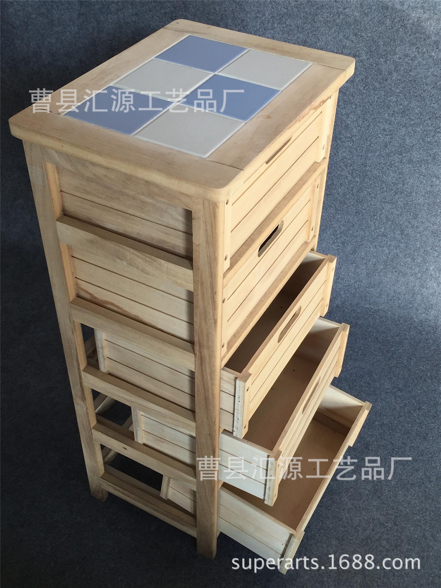 定做日式日本原木多层抽屉带瓷砖收纳橱柜 (4)