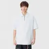 Camisa polo Anyang de media cremallera para hombre, manga corta, nuevo estilo verano 2026, cuello camisero, color liso, casual, corte holgado, top de manga corta