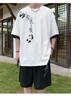 NASA Nueva Moda China Casual Traje Deportivo para Hombre Verano Delgado Seda de Hielo Manga Corta Pantalones Cortos Colocación Holgada