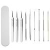Set de 4 piezas de aguja para acné con electrochapado en oro rosa, herramienta para exprimir acné, pinza para acné, aguja para puntos negros, caja de plástico pequeña, herramienta para exprimir acné