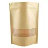 Bolsa autosellante de papel kraft, bolsa engrosada para envasado de alimentos, bolsa autosellante para frutas secas, snacks y té, bolsa de papel a prueba de humedad con ventana
