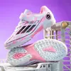 Nuevos zapatos de fútbol de velcro transfronterizos para niños de primaria, zapatos deportivos de entrenamiento y competición para niños y niñas, zapatos con tacos TF