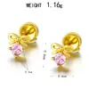 Pendientes de Venta Caliente Transfronterizos, Elegantes Tachuelas para Oreja de Zirconia Semi-Incrustada con Forma de Corazón, Joyería para Piercing Corporal Chapada en Platino de Cobre Tachuelas para Cartílago de la Oreja