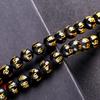 Obsidiana Natural Mantra de Seis Sílabas Estampado en Caliente Cuentas Sueltas Semiacabadas Cuentas Redondas DIY Pulsera Collar Cuentas Superiores con Cuentas