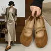 Sapatos de Ballet Mary Jane Retro Femininos Outono 2026 com Salto Baixo, Bico Fino e Bico Dividido com Aumento Interno de Altura