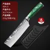 Cuchillo de Chef con Mango de Resina Verde Transfronterizo, Patrón Láser Damasco, Cuchillo de Cocina de Acero Inoxidable, Juego de Cuchillos para Fruta y Pan