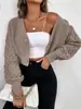 Abrigo Suéter de Punto Cardigan con Cuello en V de un Solo Botón para Comercio Exterior Transfronterizo de Amazon Estilo Europeo y Americano Diseño de Color Sólido Manga Caída