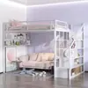 Litera de Hierro, Cama Infantil, Apartamento Pequeño, Cama Superior y Mesa Inferior, Cama Individual, Cama de Adulto, Cama a Media Altura, Ahorradora de Espacio, Multifuncional