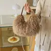 Bolso bandolera de gran capacidad y estilo para mujer, perfecto para el trabajo y los desplazamientos en otoño e invierno, nuevo diseño retro 2026, de felpa y mullido