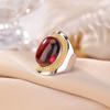 Anillo abierto de plata de ley S925 con diseño de ciervo, chapado en oro, estilo retro europeo y americano, con cara de huevo de trigo y sangre morada.