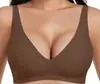 Sujetador push-up fino con escote en V pronunciado transfronterizo para mujer, sin costuras, sin aros, alta calidad, con banda de gel para soporte suave