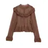 Comércio Exterior Transfronteiriço Estilo Europeu e Americano Nova Moda Feminina Elegante Gola Alta Estilo Romântico Jaqueta Suéter de Malha de Trama 0014105