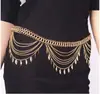 Corrente de Cintura de Metal Boêmia com Franjas Joia Corporal Lantejoula Charme Cintura Abdômen Sexy Praia Joia Tribal