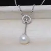 Collar de Plata de Ley S925 con Elegante Círculo Geométrico Simple, Perla e Incrustación de Diamantes Exquisitos, Joyería de Plata de Moda Estilo Coreano para Mujeres