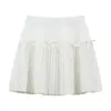 Saia plissada de malha de cintura alta da moda para mulheres, novo estilo outono 2026, saia curta versátil em A com laço doce ins
