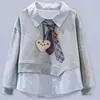 Conjunto de Moletom para Meninas Jeans de Outono 2026 Novo Estilo Quente Versão Coreana Infantil Top com Gola Roupas de Outono para Meninas