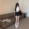 Verano 2026 Nuevo Estilo Falda Negra de Chica Popular Cintura Alta Adelgazante Casual Plisada Rayada Corta Falda Línea A que se Ajusta a la Cadera