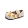 Zapatos de Cuero para Niñas 2026 Otoño Venta al por Mayor Zapatos de Princesa Florales Bajos Comercio Exterior Moda Estudiante Versátiles Antideslizantes Zapatos de Punta Cuadrada