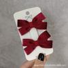Otoño e invierno horquilla pequeña estilo coreano para niños y estudiantes rojo vino cordón plateado lazo pequeño par clip lateral clip para flequillo