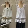 Wgwe9402 Ropa de Mujer Shisanxing de Guangzhou 2026 Verano Nuevo Escote en V Lunares Falso Dos Piezas Top Camisola