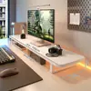 Estante de escritorio para libros, elevador de monitor de computadora, estante extendido de doble capa para debajo de la pantalla del escritorio