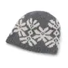 Chapéu de tricô jacquard floco de neve para afinar o rosto, estilo coreano, para mulheres, chapéu de lã quente para o ar livre, mistura de fios, proteção de orelhas contra o frio, disponível para dropshipping
