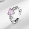 Nicho de luz de luxo Pink Diamond Girl adorável anel aberto na moda de alta qualidade anel de dedo indicador anel ajustável atacado
