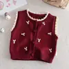 Colete infantil coleção outono 2026 novo estilo roupa externa para meninas colete estiloso bebê outono e inverno colete de tricô roupas infantis