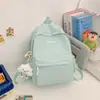 Mochila Sencilla de Color Sólido Estilo Coreano con Alto Valor Estético, Gran Capacidad, Elegante Mochila Escolar para Estudiantes, Ligera, Transpirable y Resistente al Desgaste Doble Mochila