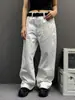 Jeans Off-White Básico Retrô Simples Versátil para Homens e Mulheres Estilo Casal Marca Tendência Calças Retas Soltas de Perna Larga