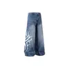 Jeans Lavados Antiguos Estampados Estilo Americano High Street para Hombre Verano Calle Hip Hop Cachorros Atractivos Pierna Recta Pierna Ancha Acampanados Modernos