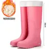 Botas de Chuva de Moda de Cano Alto Estilo Britânico para Mulheres, Botas de Chuva Pretas Foscas Tendência Europeia e Americana, Adequadas para o Deslocamento na Estação Chuvosa, Botas de Borracha Cáqui
